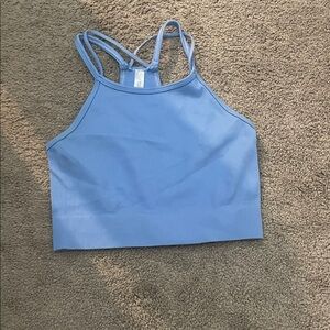 FP Movement by Free People Light Blue Ribbed Cropped Tank